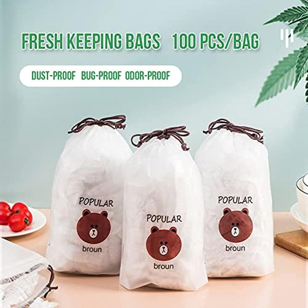 Fresh Keeping Bags Covers - Stretch Plastic Bowl Covers & Reusable Plastic Wrap - Universal Kitchen Wrap - 100Pcs