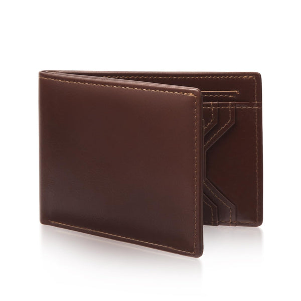 Slim Minimalist Mens Bifold Wallet, RFID Blocking Genuine Leather Wallet for Men with ID Window and 8 Cards Slot.ï¼ˆCoffeeï¼‰