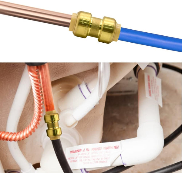 12 Pack 1/2” Pushfit Straight Coupling Fittings with Disconnect Clip | for Copper, PEX, CPVC Pipe 12pcs 1/2" Straight