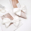 2 Pcs Satin Bow Shoe Clips Removable Solid Color Shoe Clips Elegant Wedding Party Shoe Buckles Bags Clothing Hair Accessories Dark Green