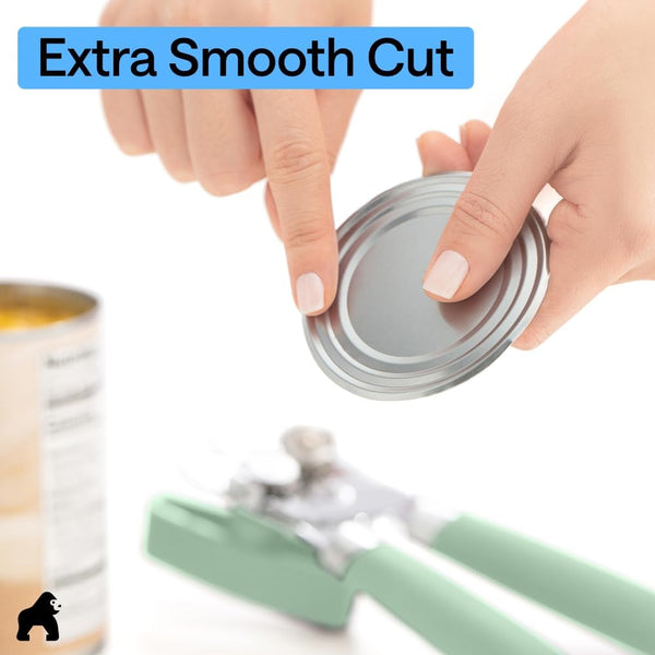 GORILLA GRIP Heavy Duty Stainless Steel Smooth Edge Manual Can Opener and Bottle Openers, Soft Comfortable Handle, Oversized Handheld Turn Knob,
