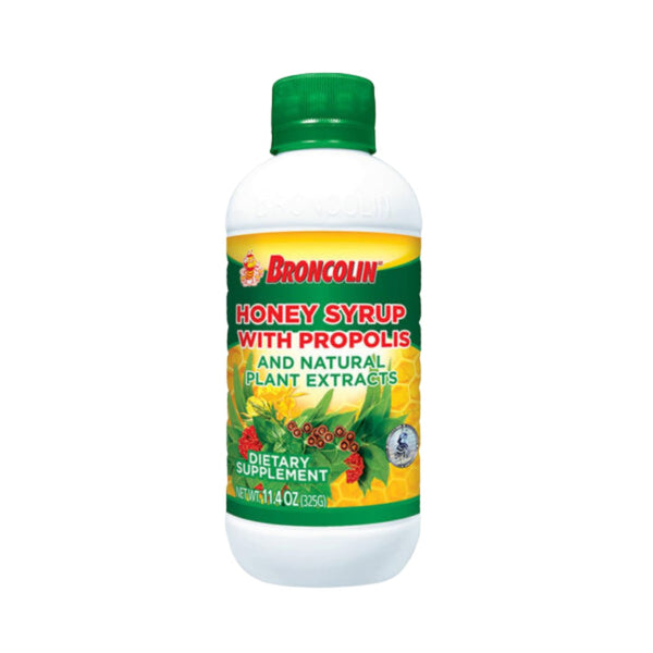 Broncolin Honey Syrup with Propolis, Syrup with Natural Plant Extracts to Refresh Your Throat, Natural Ingredients, Elderberry, Eucalyptus,