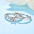 AVECON 1.35ct Princess Cut Engagement Ring 925 Sterling Silver Wedding Band Set for Women Cubic Zirconia Bridal Sets Size 5-10 Silver 8