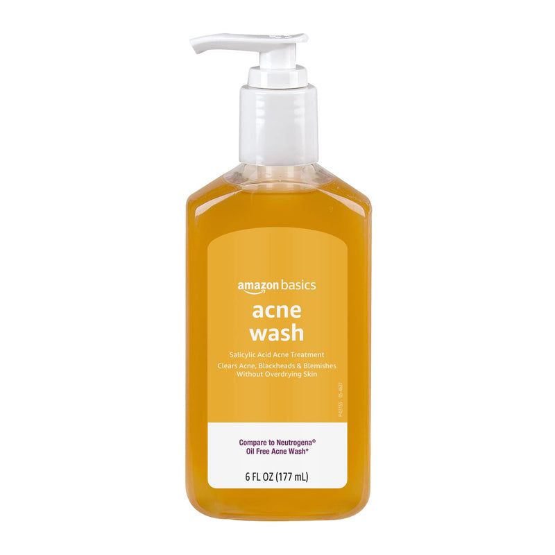 Amazon Basics Salicylic Acid Acne Wash, Unscented, 6 Fl Oz (Pack of 1)