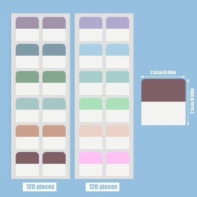 240 Pcs Sticky Index Tabs, Colored Book Sticky Tabs for Notebooks, Repositionable Page Tabs for Notebooks File Classific