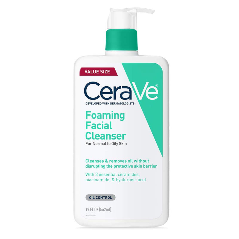 CeraVe Foaming Facial Cleanser, Daily Face Wash for Oily Skin, Hyaluronic Acid + Ceramides + Niacinamide, Fragrance Free, Non-Drying Oil Control