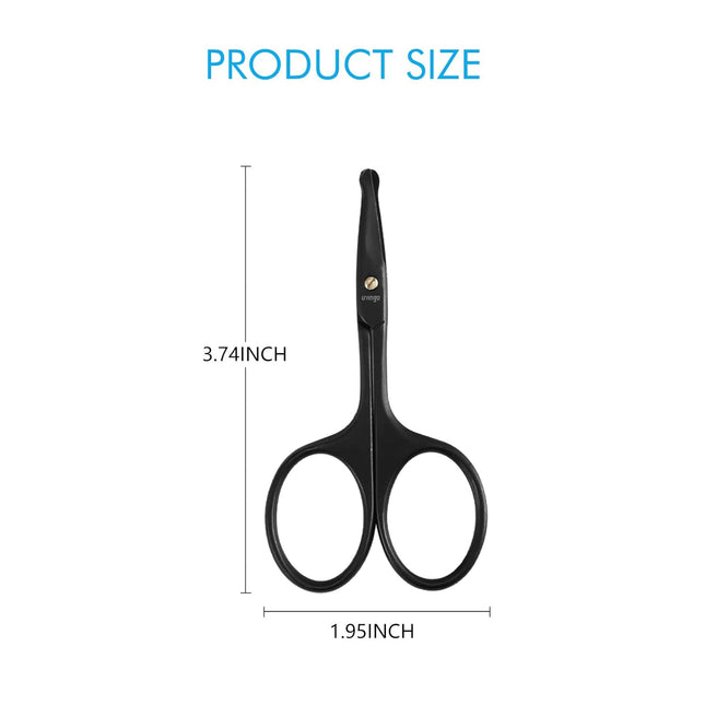 LIVINGO 3.75" Premium Nose Hair Scissors, Curved Safety Blades with Rounded Tip 