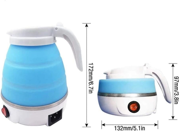 0.6L Small Travel Foldable Electric Kettle Collapsible Coffee Tea Kettle | Automatic Shut-Off,Portable Foldable,Easy Storage Blue
