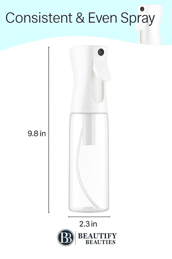 Beautifybeauties Spray Bottle for Hair Ã¢ÂÂ Continuous Mister Spray Bottle for Hairstyling, Cleaning, Plants, Pets, Barbers, Salons, Essential Oil