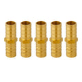 Quickun Hose Bard Fitting, 1/2" x 1/2" Hose ID Brass Hex Barbed Splicer Mender Joint Adapter Union Fitting (Pack of 5) 1/2"-5pcs