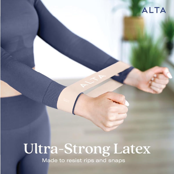 ALTA Mini Loop Bands for Exercise - Premium Durable Latex - Small Resistance Bands for Women, Booty Bands for Working Out, Leg Stretch Loops for
