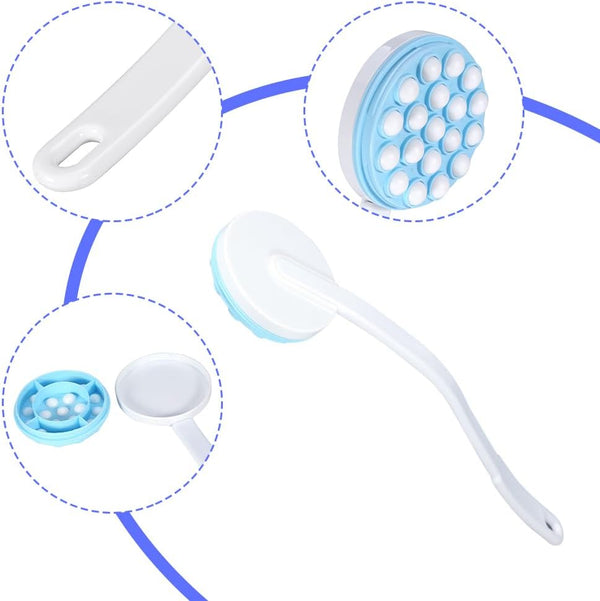 Joyzan Back Lotion Applicator, Long Handled Shower Massager Roll Brush Wand | Self Reach Tanner Bath Dispenser Curved Rotating Head Sunscreen Skin