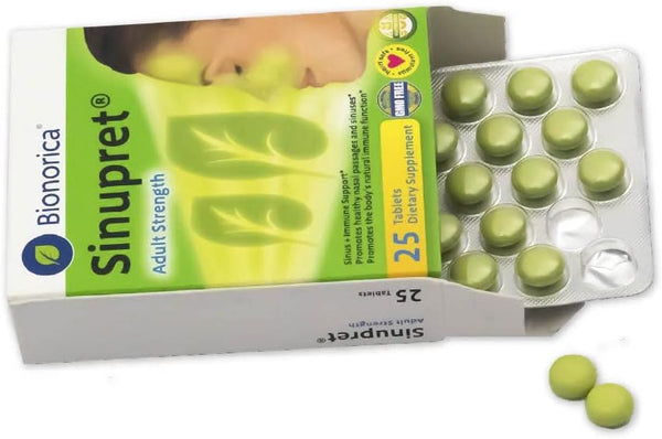 Bionorica Sinupret Adult Strength Sinus - Immune Support Supplement - All Natural - Herbal Nasal Passage & Immunity Boost - 25 Tablets