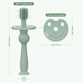 haakaa 360° Baby Toothbrush with Suction Base - Gentle Cleaning for Infant Self-Brushing Training, Food-Grade Silicone, Adjustable Safety Shield -