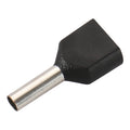 BAOMAIN 100-Pack 16 AWG Twin Wire Ferrules, Black TE1508 Dual Wire Crimp Connectors, Tin-Plated Copper Pin Cord End Terminals for DIN Rail