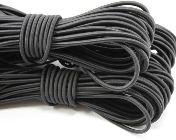 1/8-Inch (3mm) Black Heavy Stretch Round String Elastic Cord (Cut of 10 Yards)