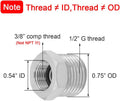 Joywayus 1/2 G Male to 3/8 Compression Female Thread Bushing Pipe Fitting, Nickel Plated Brass Reducer Faucet Connector Water Hose Adapter, Supply
