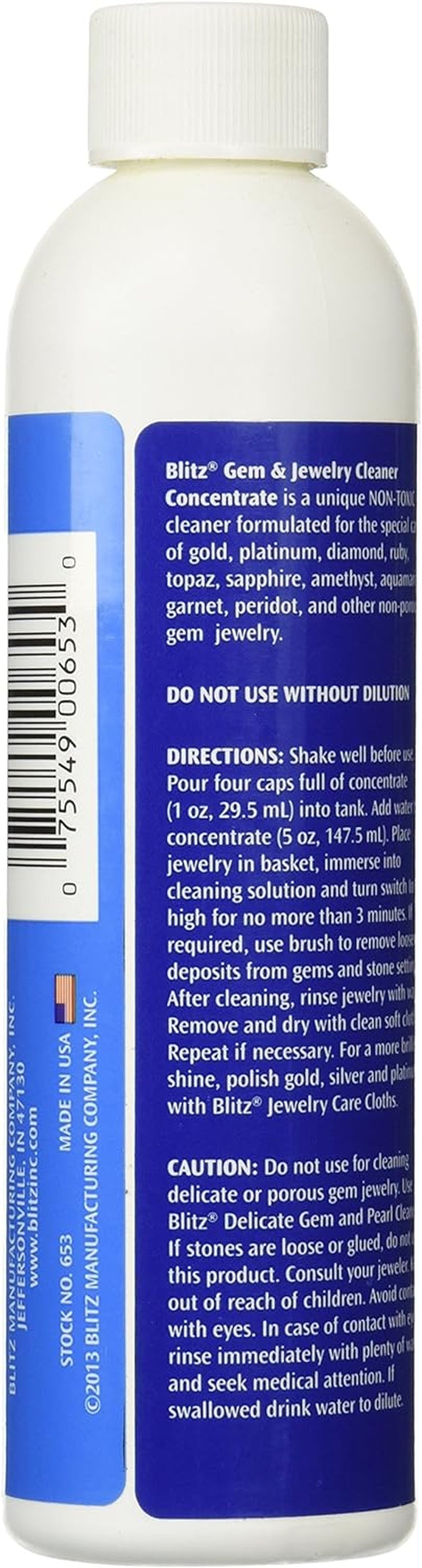 Blitz 653 Gem & Jewelry Non-Toxic Cleaner Concentrate for Use in Cleaning Machines, 8 Ounces, 2-Pack