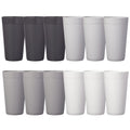 US Acrylic Newport 20 Ounce Unbreakable Plastic Stackable Water Tumblers in Grey Stone | Set of 12 Drinking Cups | Reusable, Bpa-Free, Made in the