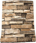 Rock Peel and Stick Wallpaper - Self-Adhesive & Removable Wallpaper Stone Decorations Contact Paper 17.7"x118" 3D Stone Textured Vinyl for