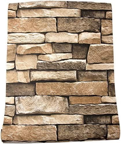 Rock Peel and Stick Wallpaper - Self-Adhesive & Removable Wallpaper Stone Decorations Contact Paper 17.7"x118" 3D Stone Textured Vinyl for