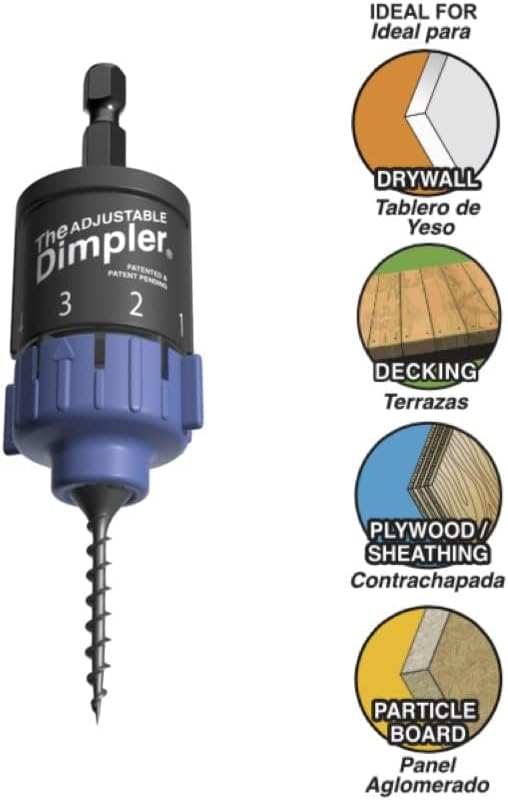 Adjustable DIMPLER Â® - Drywall Bit & Screw Gun Attachment, Converts Drill into Drywall Screw Gun or Deck Screwdriver, Magnetic Bit Holder for