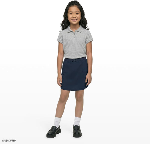 Izod Girls' School Uniform Pull-on Scooter Skirt with Undershorts, Knit Waistband & Functional Pockets, Wrinkle Resistant 10 Navy