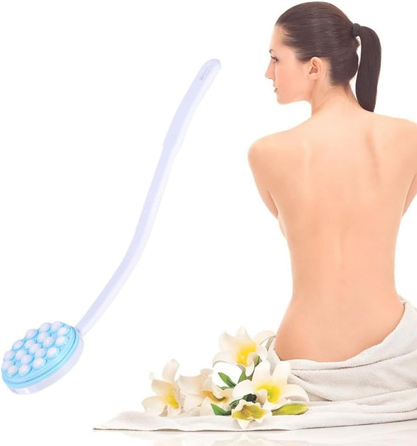 Joyzan Back Lotion Applicator, Long Handled Shower Massager Roll Brush Wand | Self Reach Tanner Bath Dispenser Curved Rotating Head Sunscreen Skin