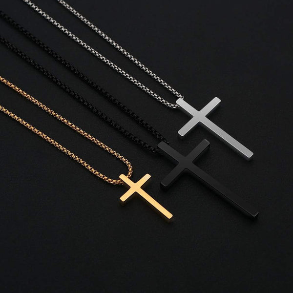 M MOOHAM Cross Necklace for Men Teen Boys 16-30 Inch "Silver: Cross Pendant 1.2"*0.7" Stainless Steel 20.0 Inches