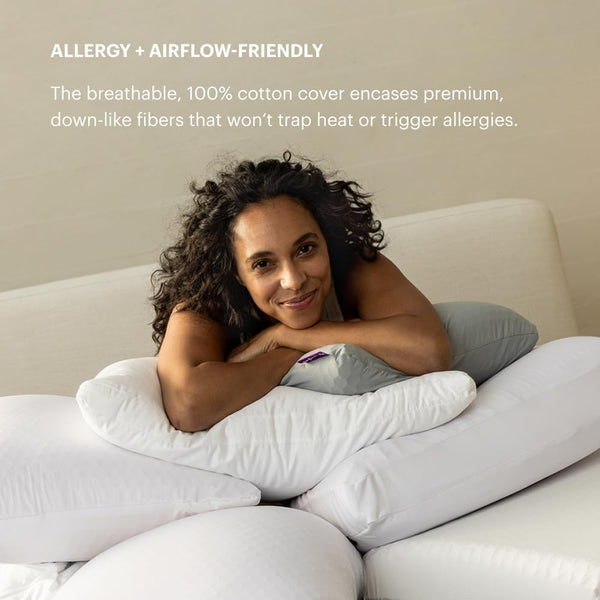 Purple Cloud Pillow, King Size, Plush Down-Alternative Neck Pillow | Side, Back, Stomach Sleepers, Soft Moldable Feel, Hypoallergenic Gel Fiber