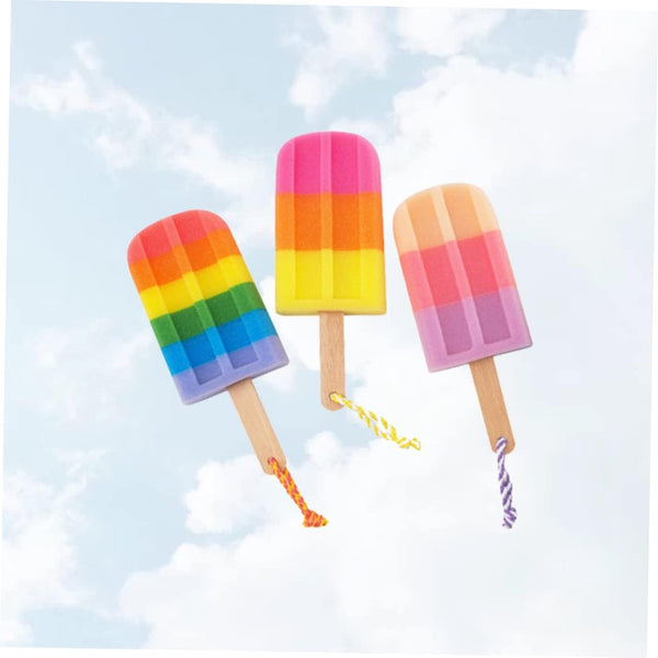 3pcs Bath Flower for Infants Elastic Hair Ties Bathing Accessories Body Shower Sponge Shower Sponge for Body Loofah Popsicle Ice Cream Wooden