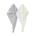 M-bestl 2 Pack Hair Towel Wrap,Absobent Hair Drying Towel with Buttons, Microfiber Hair Towel Wrap to Dry Hair Quickly (Beige&Gray)