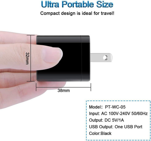 Wall Charger Cube,1A/5V Single Port USB Plug 3 Pack Travel Black Charging Block Box Adapter Compatible Phone,Samsung Galaxy S24 S23 A21 A51 A71