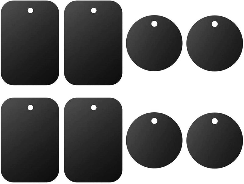 Universal Metal Plate 8 Pack for Magnetic Phone Car Mount Holder Cradle with Adhesive (Compatible with Magnetic Mounts) - 4 Rectangle and 4 Round,