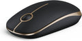 Vssoplor Wireless Mouse, 2.4G Slim Portable Computer Mice with Nano Receiver for Notebook, PC, Laptop, Computer (Black and Gold)