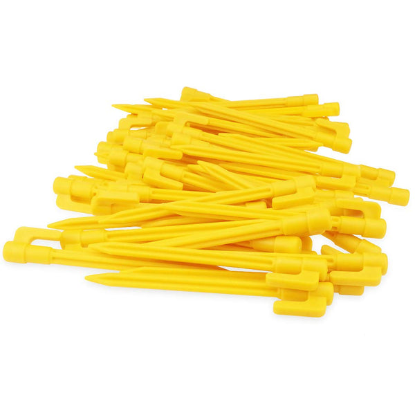 60 Pack Plastic Tent Pegs Garden Landscape Stakes 5.7 Inch for Anchoring Garden Netting, Camping Tents, Rain Tarps and Landscape Fabric Lawn