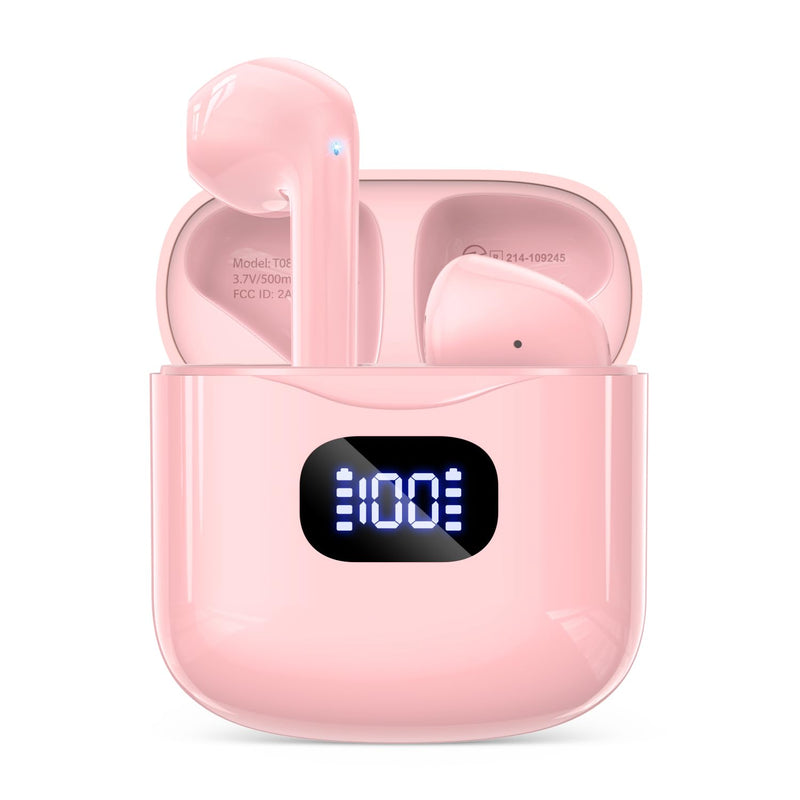 Wireless Earbuds Bluetooth 5.3 Headphones, 40Hrs Playback Stereo Ear Buds with LED Display Charging Case IPX7 Waterproof in-Ear Earphones with Mic