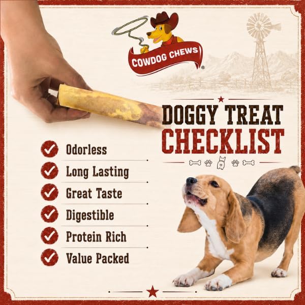 Cowdog Chews Rawhide Gourmet Meaty Rolls 7-8" (10 Count) – Premium Dog Treats with Savory Beef Filling, Long-Lasting Chew for Aggressive Chewers,