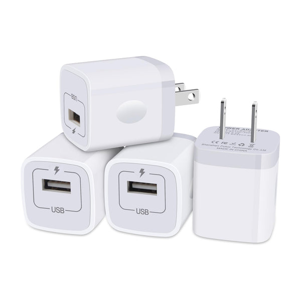 Iphone Charger Block, Plug in Phone Charger, Sicodo 4Pack Single Port USB Wall Charge Fast Charging Adapter Cube Box for Iphone 16 15 14 13