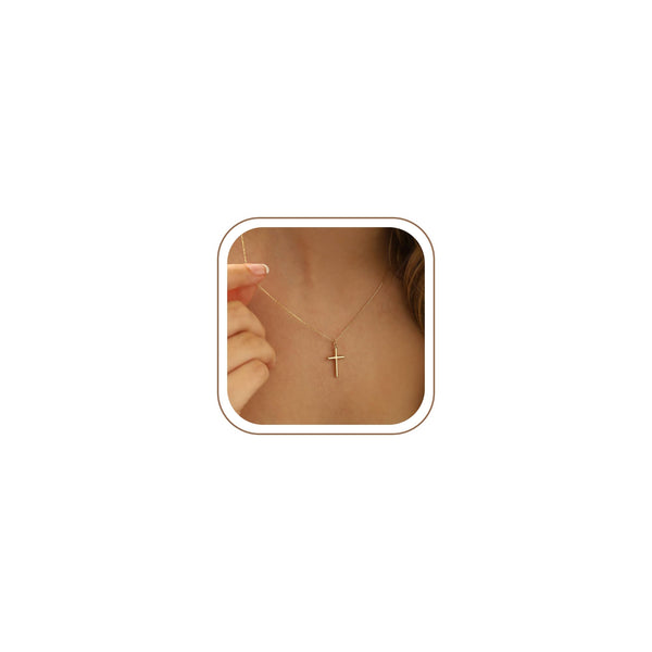 MONOZO Dainty 14K Gold Plated Cross Necklace for Women Jewelry Gifts Trendy | Pearl Cross Pendant Choker Necklaces for Women Girls, Baptism