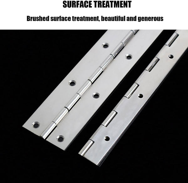 EPHECH 18" Piano Hinge, 4PCS Stainless Steel Continuous Piano Hinge-Silver | Heavy Duty Smooth Polished Piano Hinges, 0.04" Thickness 1.2" Open