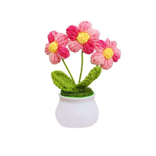 Cute Crochet Flowers for Mom,Handmade Knitted DIY Décor for Car Office Desk & Home Décor,Valentines Birthday Gifts for W