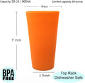 KX-WARE 32-ounce Plastic Tumblers Large Drinking Glasses, Set of 12 Multicolor - Unbreakable, Dishwasher Safe, BPA Free Multicolor 12