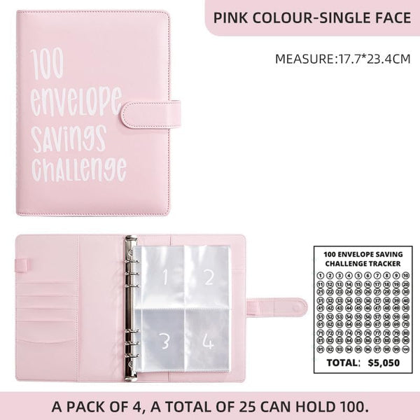 AASLOB 100 Envelopes Money Saving Challenge, 100 Envelope Challenge Binder, Easy and Fun Way to Save $5,050, Savings Challenges Budget Book Binder