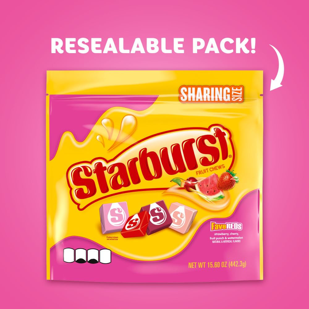 STARBURST Favereds Fruit Chews Chewy Candy, Sharing Size, 15.6 Oz Bag