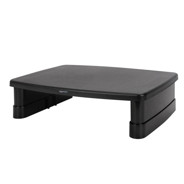 Amazon Basics Height Adjustable Monitor Stand Riser with Storage Organizer, Multifunctional Desk Accessories for Reduced