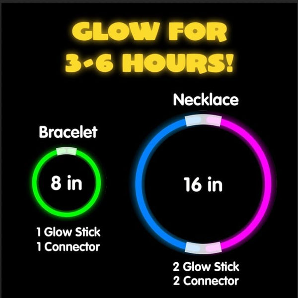 JOYIN 144 Pcs 8" Glow sticks Bulk Party Favors Pack, Neon Glow in the Dark Party Supplies, Light Up Necklaces and Bracelets with Connectors,