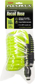 Flexzilla Polyurethane Recoil Air Hose, 1/4 in. x 10 ft., ZillaGreen - LP1410AFZ 1/4" x 10 Feet