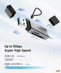 Uni SD Card Reader, High-Speed USB C to Micro SD Card Adapter USB 3.0 Dual Slots, Memory Card Reader for Sd/Micro SD/SDHC/SDXC/MMC, Compatible
