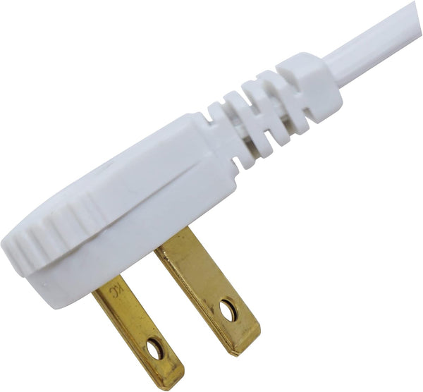 Woods SlimLine Extension Cord - 16/3 Indoor Flat Plug with Right Angled Design - 3 Polarized Outlets - PVC Jacket - Space Saving - Neutral White -